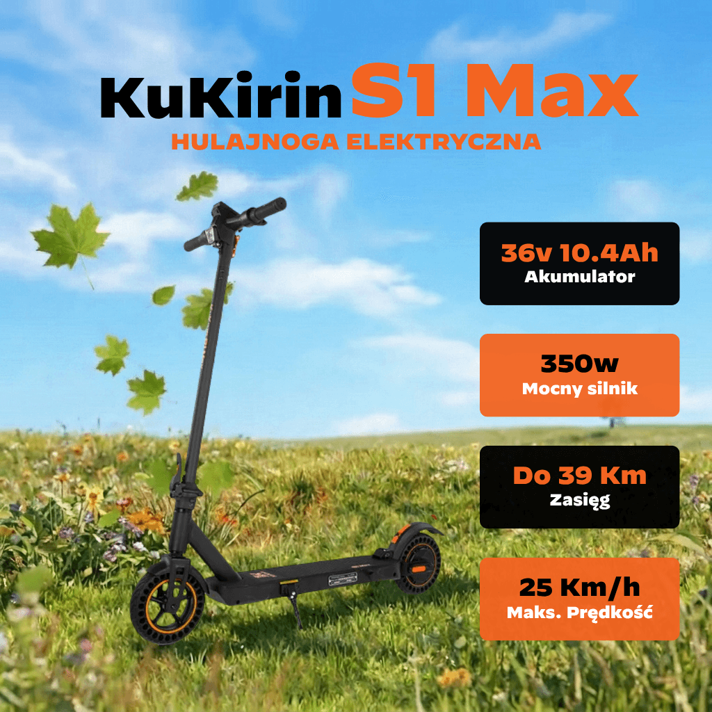 Hulajnoga Elektryczna KUKIRIN S1 Max | Moc 374 WH | Maksymalna prędkość 25 km/h