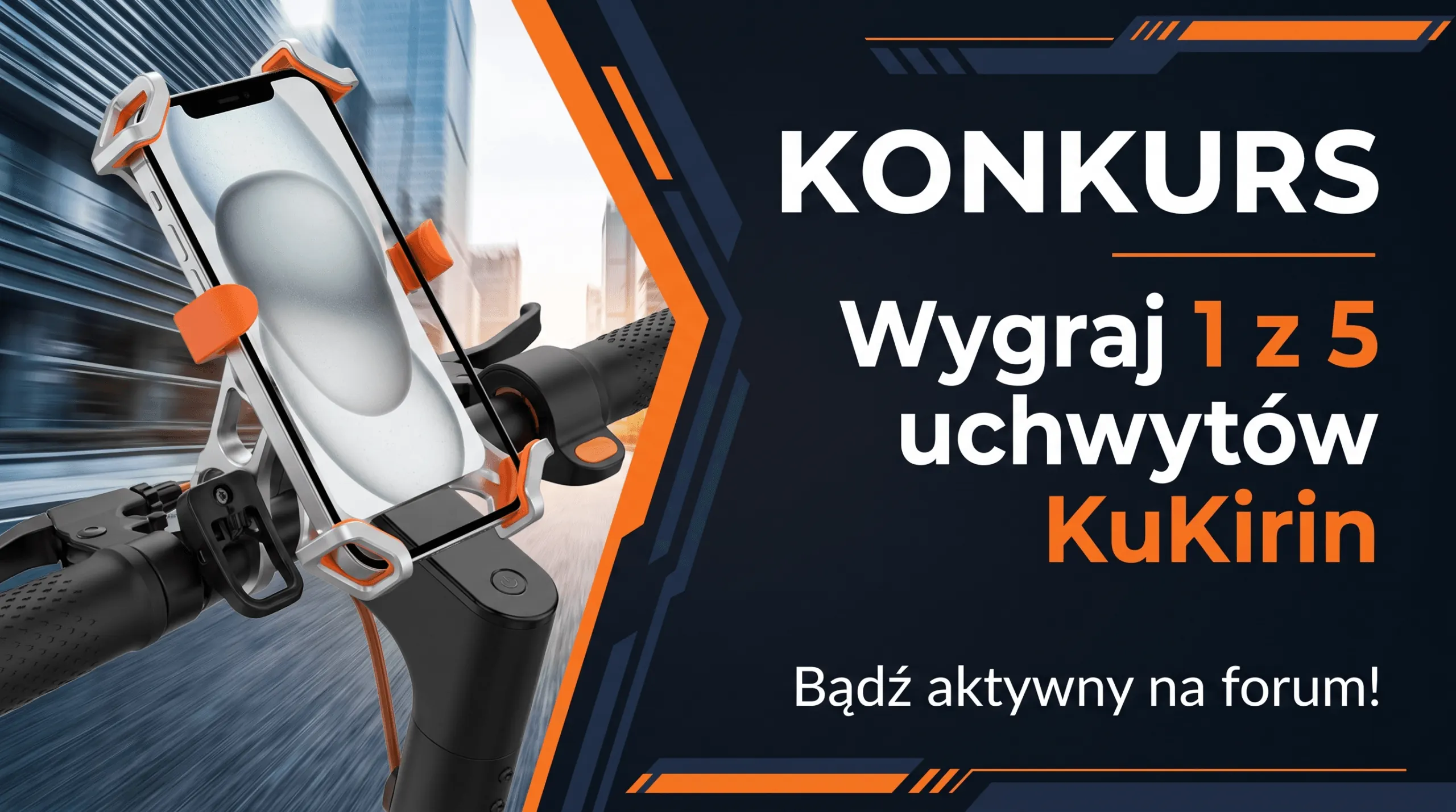 Konkurs KuKirin — wygraj 1 z 5 uchwytów na telefon do kierownicy hulajnogi