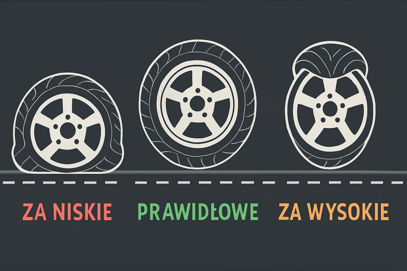 Porównanie opony hulajnogi: za niskie, prawidłowe i za wysokie ciśnienie