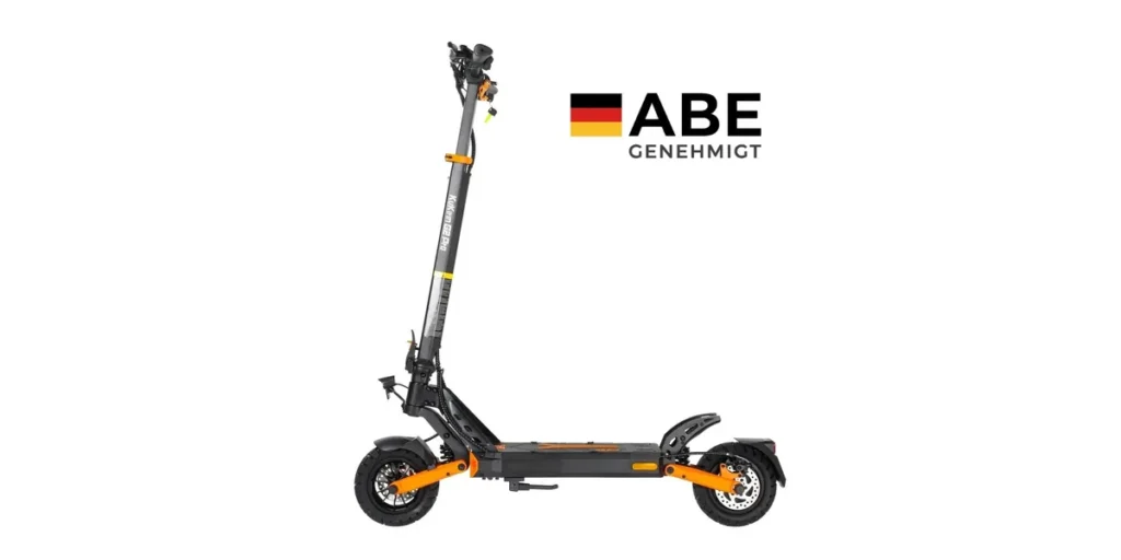 Hulajnoga KuKirin G2 Pro w wersji z niemiecką homologacją ABE (oznaczenie ABE genehmigt), fabrycznie ograniczona do 20 km/h, bez otworów montażowych siedziska, cena 499 euro